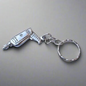 Miniature Drill Machine Keychain – Silver Zinc Alloy Engineer Collectible