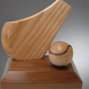 Handcrafted Wooden Hurling & Sliotar Trophy – Solid Wood Sports Award