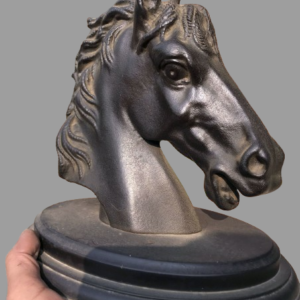 Premium Die-Cast Horse Head Sculpture Trophy – Matte Black Decorative Award