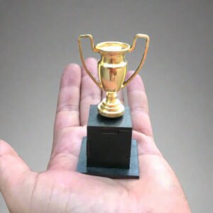 Handcrafted Miniature Trophy – 8.5 cm Wooden Base Award (Gold & Silver Plated)