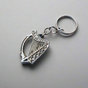 Celtic Harp Keychain – Silver Finish Irish Musical Charm
