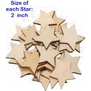 Laser Cut Wooden Stars – 2 Inch Plywood Cutouts (Pack of 24) for Kids Crafts & DIY Decorations