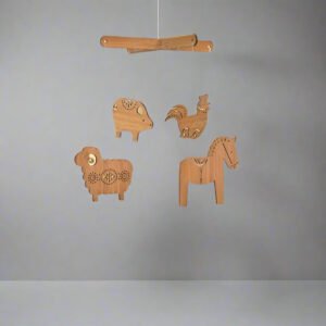 Laser Cut Wooden Jungle Animals Hanging Chimes – Kids Room Décor