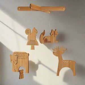 Laser Cut Wooden Zoo Animals Hanging Chimes – Kids Room Décor
