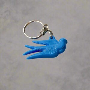 Miniature Blue Bird Keychain – Glossy Plastic Decorative Charm