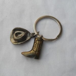 Vintage Cowboy Hat & Boot Keyring – Antique Brass Western Charm Set