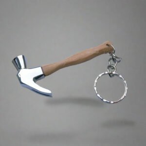 Miniature Hammer Keychain – Zinc Alloy Head with Natural Wood Handle