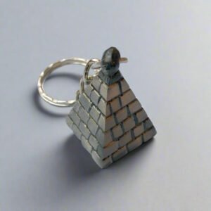 Antique Silver Pyramid Keychain – Egyptian Souvenir Metal Keyring