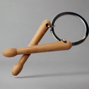 Mini Wooden Drumsticks Keychain – Solid Wood Music Lover Charm