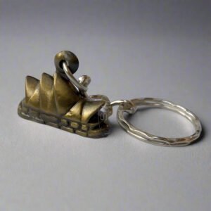 Sydney Opera House Antique Brass Keychain – Australian Landmark Souvenir
