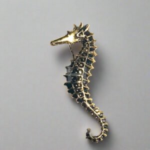 Antique Gold Seahorse Brooch – Vintage Marine Statement Pin
