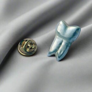3D Tooth Lapel Pin – Sterling Silver Plated Brass Dental Professional Badge