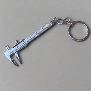 Miniature Vernier Caliper Keychain – Silver/Antique Zinc Alloy Engineer Charm