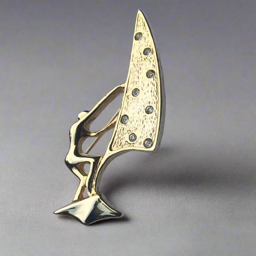 Wind-Surfing-Brooch-Golden - SHS Gifts | Crafted to Be Given