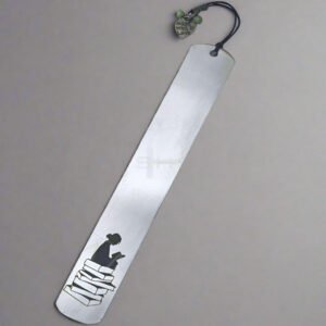 Stainless Steel Female Reader Bookmark – Laser Engraved Literary Art Piece