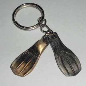 Miniature Diving Fins Keychain – Antique Brass Dual Charm Nautical Edition