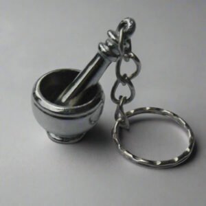 Silver Plated Mortar & Pestle Miniature Keychain