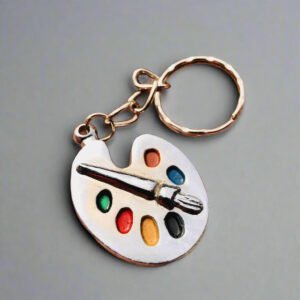 Artist Paint Palette Keychain – Silver Plated Zinc Alloy with Color Accents