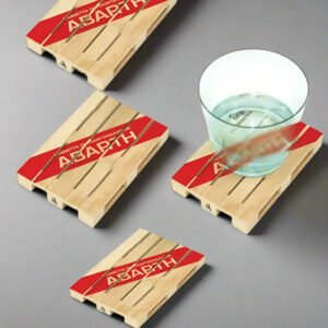 Custom Mini Pallet Wooden Coasters – Rustic Industrial Style (Set of 4)