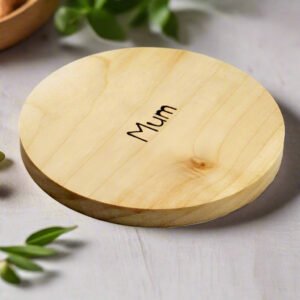 Personalized Solid Wood Engraved Coaster – Custom Name or Text (Single Piece)