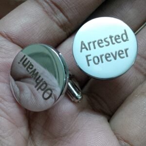 Arrested Forever Engraved Round Cufflinks – Stainless Steel Funny Wedding Accessories