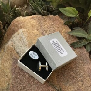 Customized Name, Logo or Date Oval Stainless Steel Cufflinks – Personalized Engraved Cufflinks