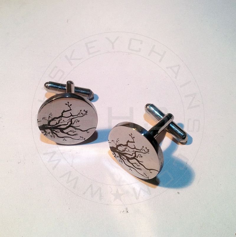Customized Name or Logo Round Stainless Steel Cufflinks2 - SHS Gifts | Crafted to Be Given