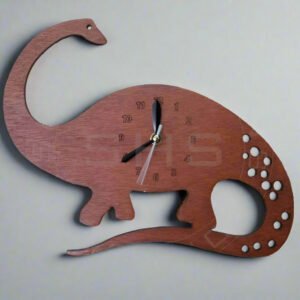 Dinosaur Wooden Kids Wall Clock – Fun Animal Shape with Name Customization