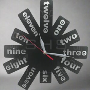 English Word Style Acrylic Wall Clock – Educational & Modern Design