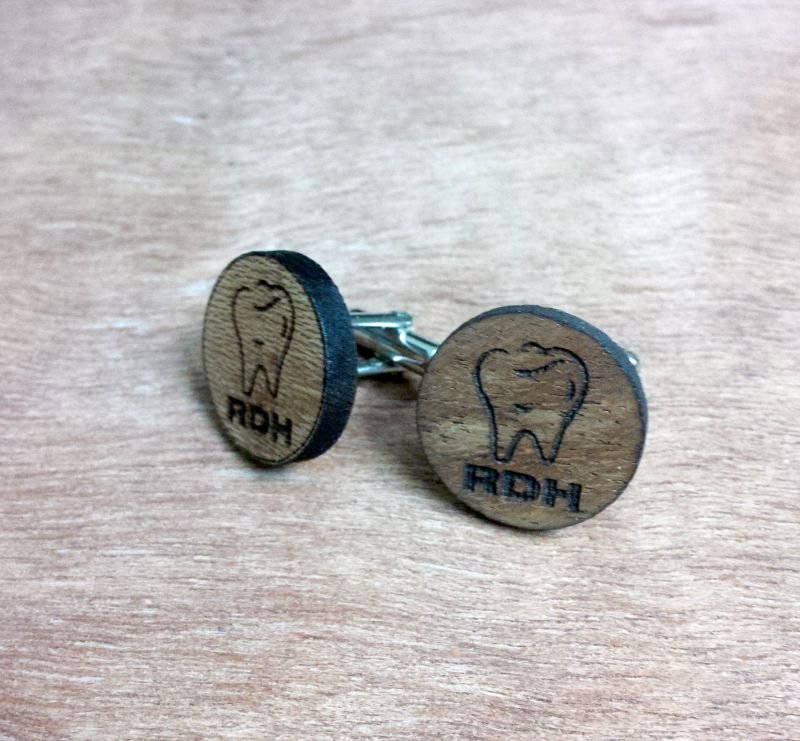 Laser Engraved Wooden Dental Cufflinks - SHS Gifts | Crafted to Be Given