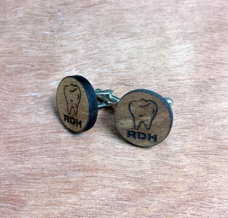 Laser Engraved Wooden Dental Cufflinks1 - SHS Gifts | Crafted to Be Given