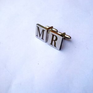 MR Initial Engraved Square Cufflinks – Stainless Steel Personalized Wedding Accessories