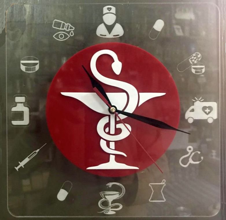Medical Symbol Square Acrylic Wall Clock - SHS Gifts | Crafted to Be Given