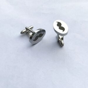 Mustache Engraved Round Cufflinks – Stainless Steel Novelty Formal Accessories