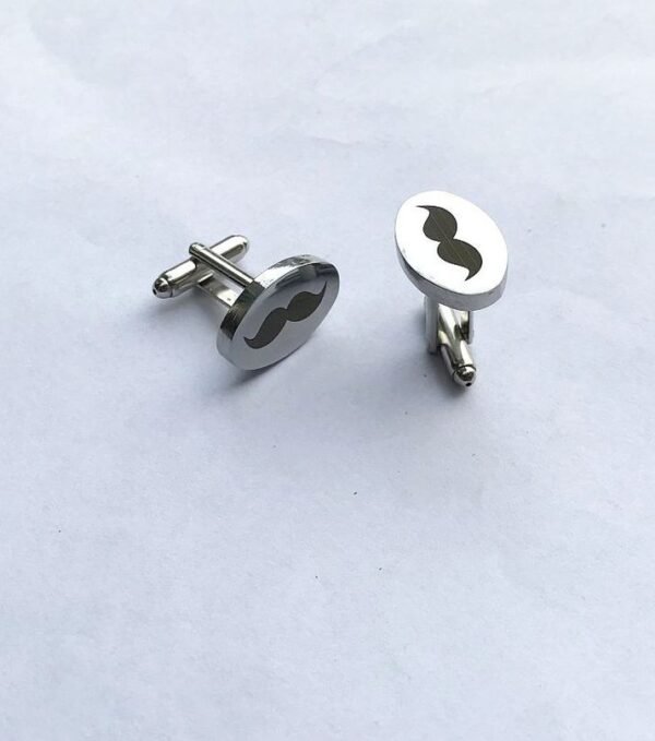 Mustache Engraved Round Cufflinks-oval - SHS Gifts | Crafted to Be Given