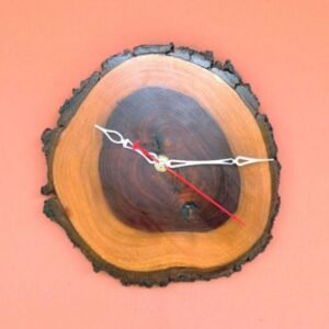 Natural Wood Log Wall Clock – Rustic Live Edge Wooden Clock (8–10 Inches)