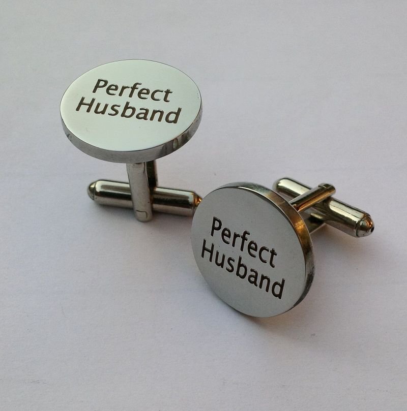 Perfect Husband Engraved Round Cufflinks - SHS Gifts | Crafted to Be Given