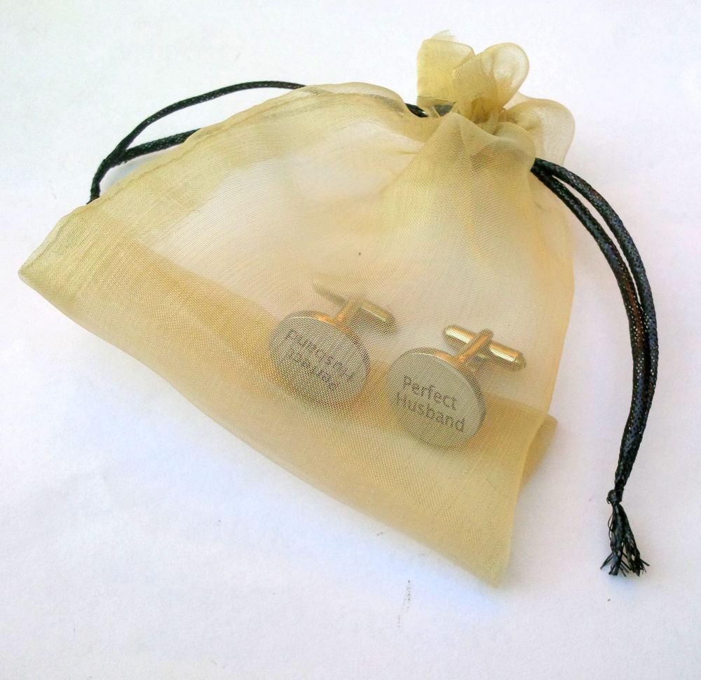 Perfect Husband Engraved Round Cufflinks2 - SHS Gifts | Crafted to Be Given