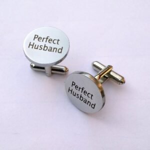 Perfect Husband Engraved Round Cufflinks – Stainless Steel Romantic Gift Accessories