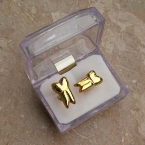 Tooth Shaped Metal Cufflinks – Dental Themed Cufflinks in Gold or Silver Finish