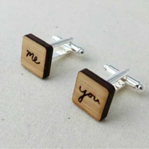 Personalized “Me & You” Wooden Cufflinks – Laser Engraved Square Wooden Cufflinks