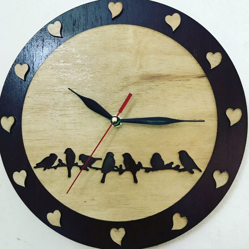 birds and hearts plywood wall clock - SHS Gifts | Crafted to Be Given