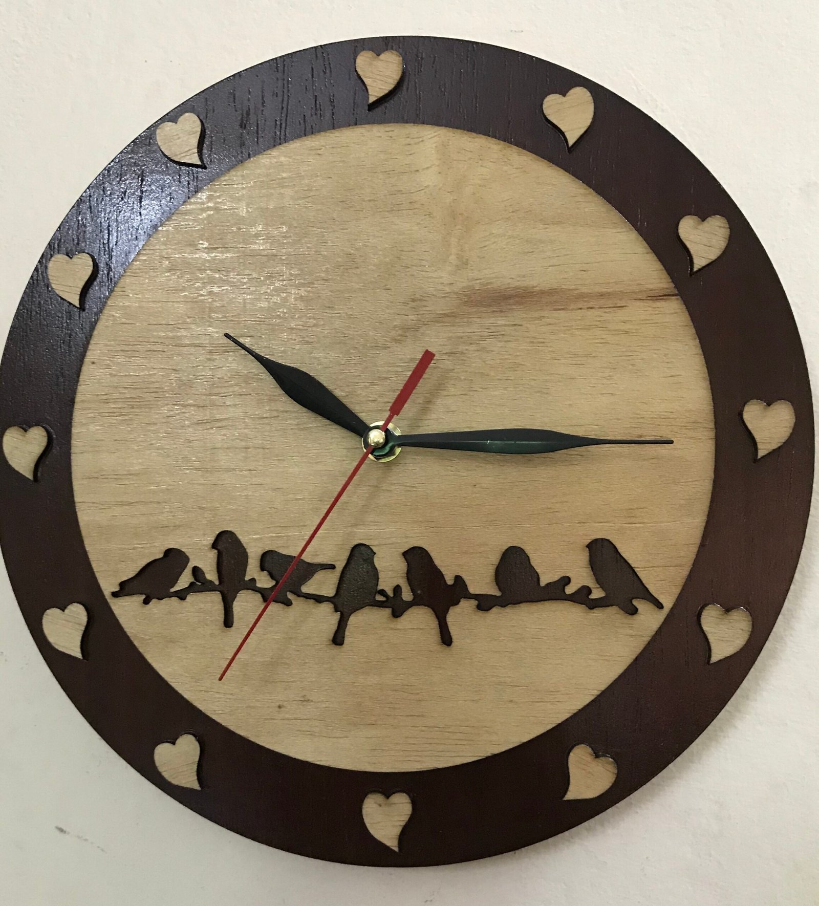 birds and hearts plywood wall clock366 - SHS Gifts | Crafted to Be Given
