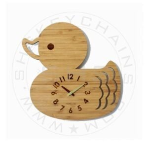Duck Kids Wall Clock – Wooden Cartoon Animal Design