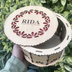 Laser Cut Round Wooden Sweet & Gift Box – Premium Wedding Edition
