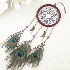 Peacock Feather Dream Catcher – 4.25 Inch Ring with 3 Feathers
