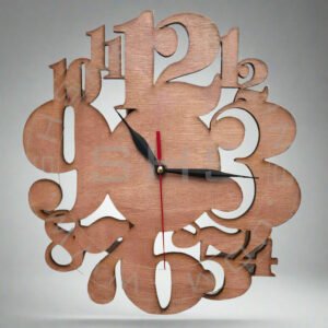 Modern Laser Cut Wooden Wall Clock – Artistic Digit Design Plywood Clock (10 Inch)