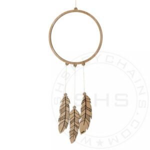 Minimal Wooden Dream Catcher – Laser Cut Ring with Engraved Feathers
