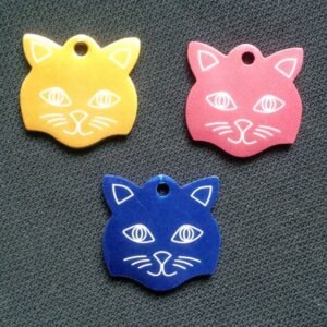 Cat Head Shaped Pet ID Tag – Colored Aluminium